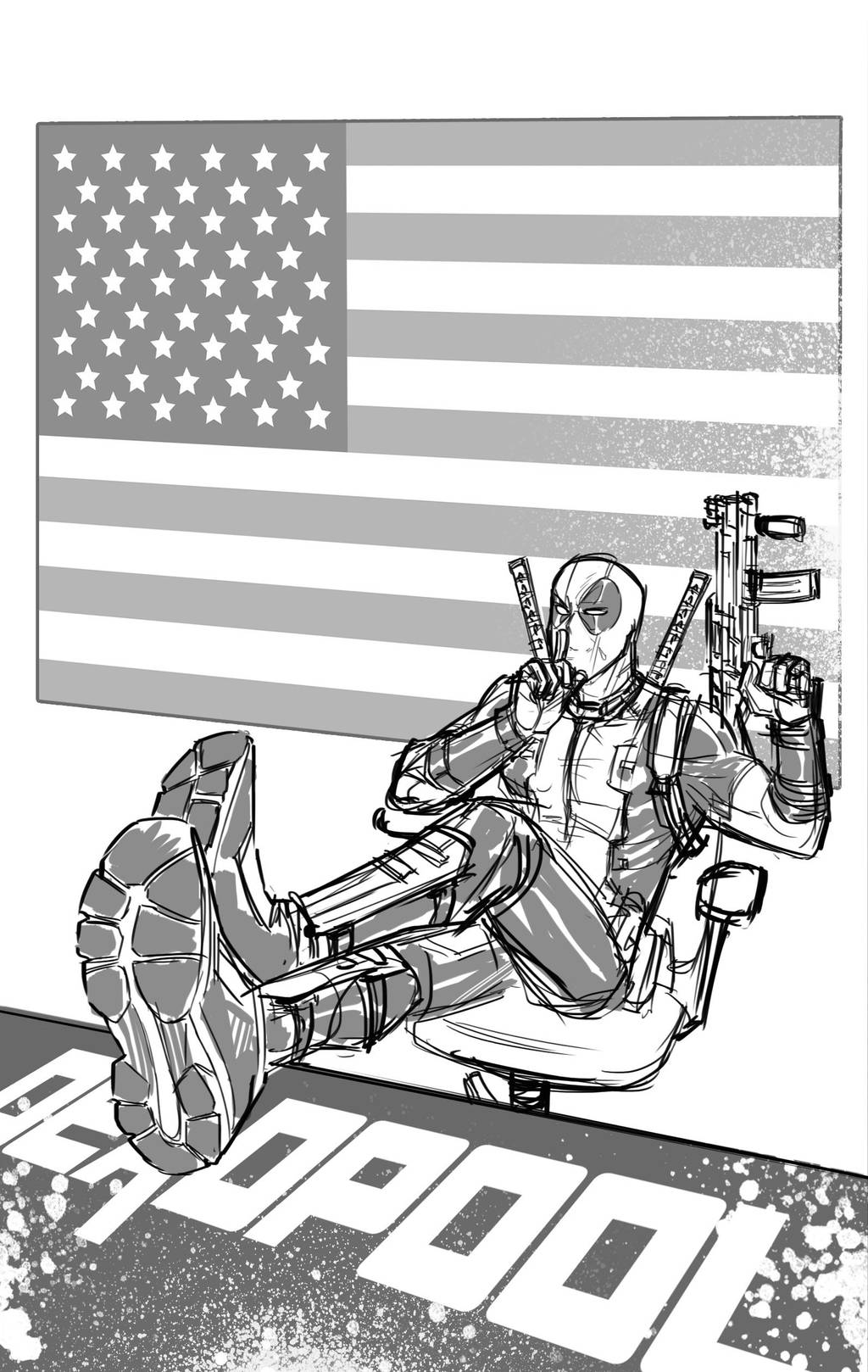 DeadPool commission layout by JoeyVazquez