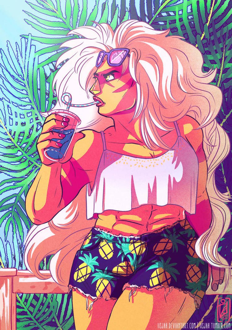 Jasper took some off time from being drowned forever by Lapis to go to the beach I've officially had enough of winter forever so beach summer drawings! I've got Jasper from Steven Universe on my mi...
