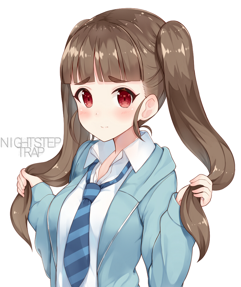Cute Blushing Anime Girl With Twintais By Nightsteptrap123 On Deviantart