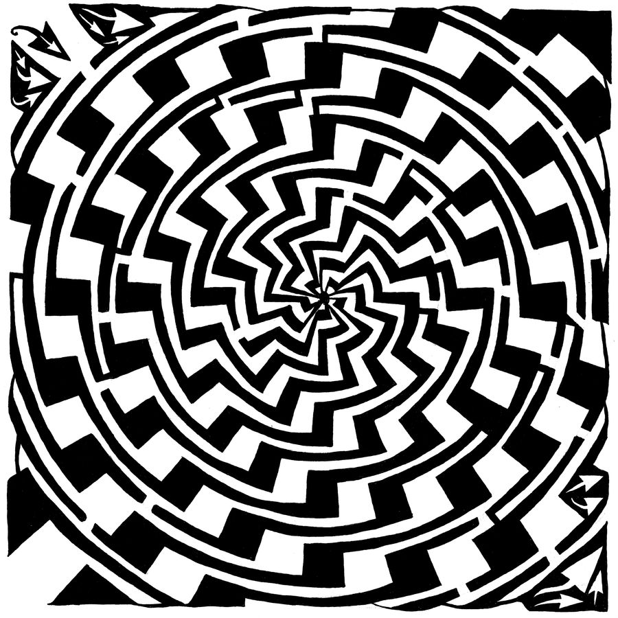 Maze of Gradient Swirl Vortex by ink-blot-mazes