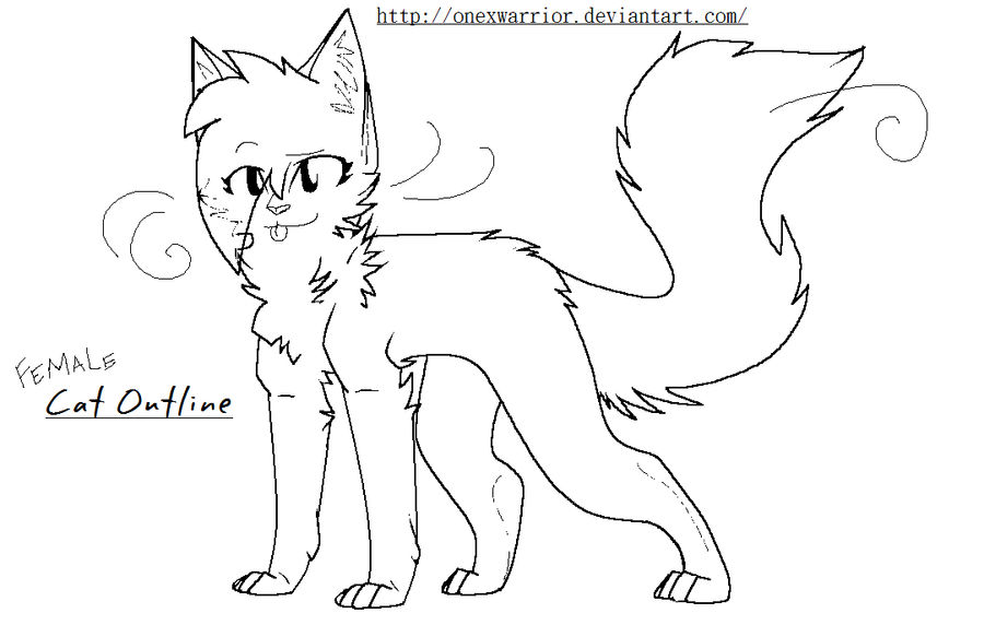 Female Cat Outline -hair by OneXWarrior