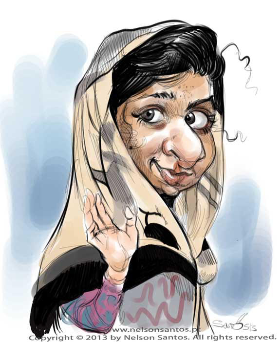 Malala caricature sketch by nelsonsantos