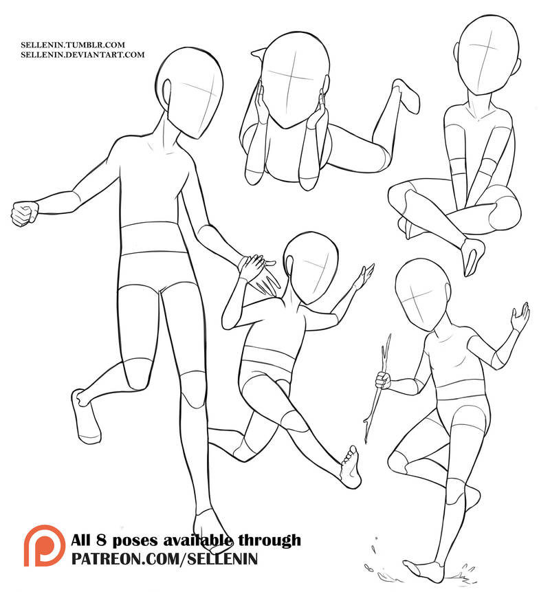 Pose set 7 - Kids by Sellenin on DeviantArt