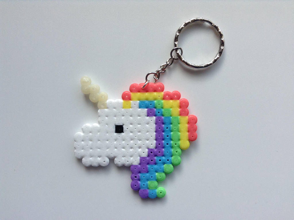 Rainbow Unicorn Hama Bead Keyring by Dogtorwho on DeviantArt