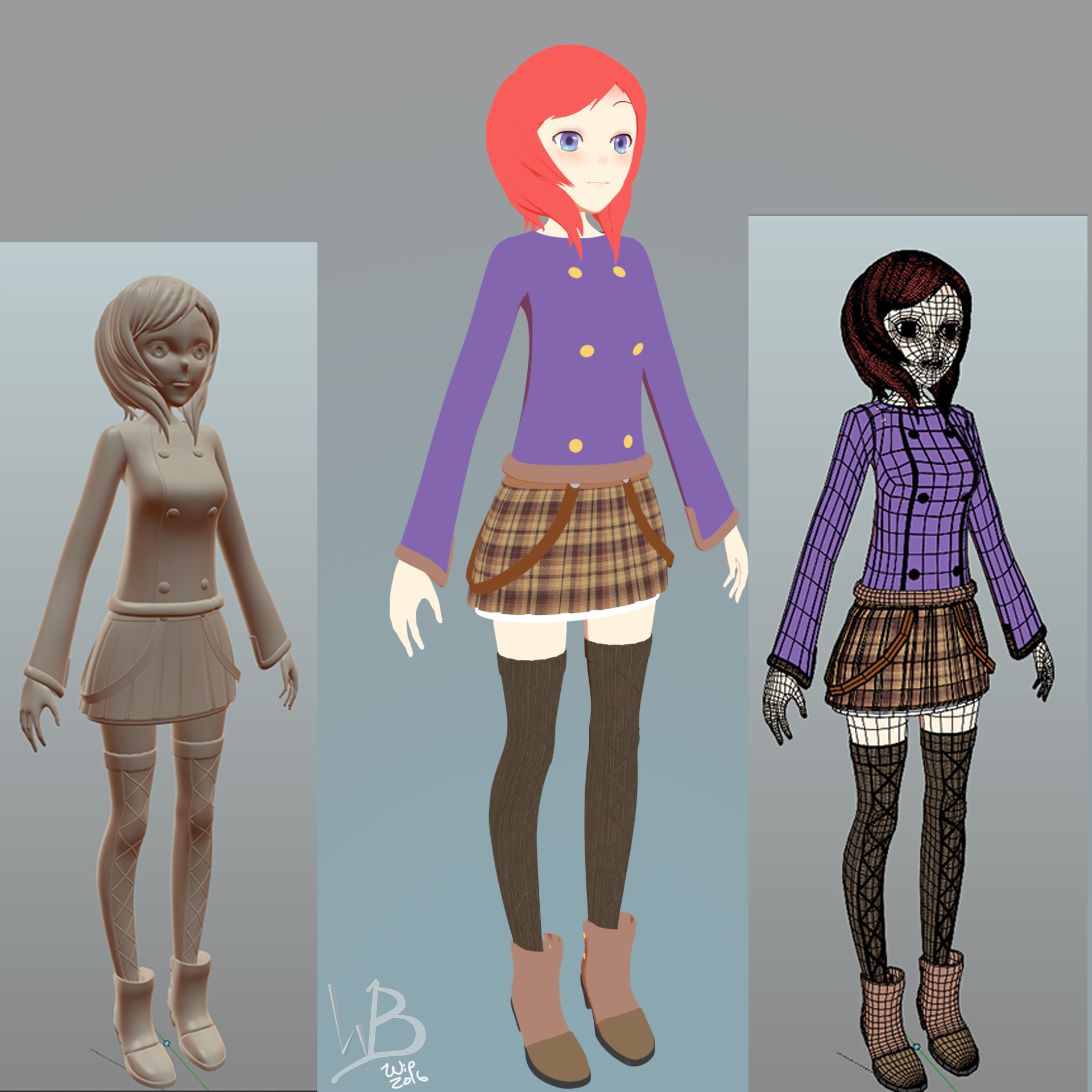 Maki Nishikino Fanart WIP 01 by Bahr3DCG