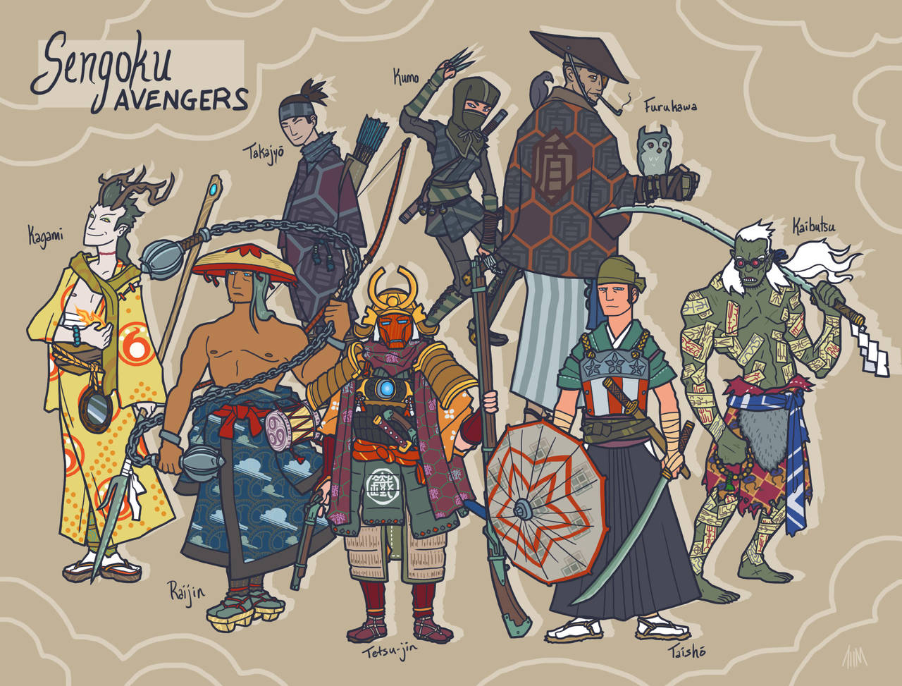 Sengoku Avengers: Full Roster by genesischant