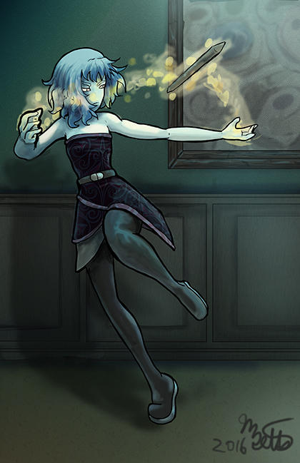 Oriol manipulating her staff by Mekari