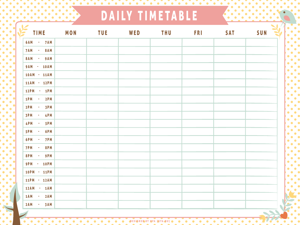 Daily Timetable (Whimsical) by apparate