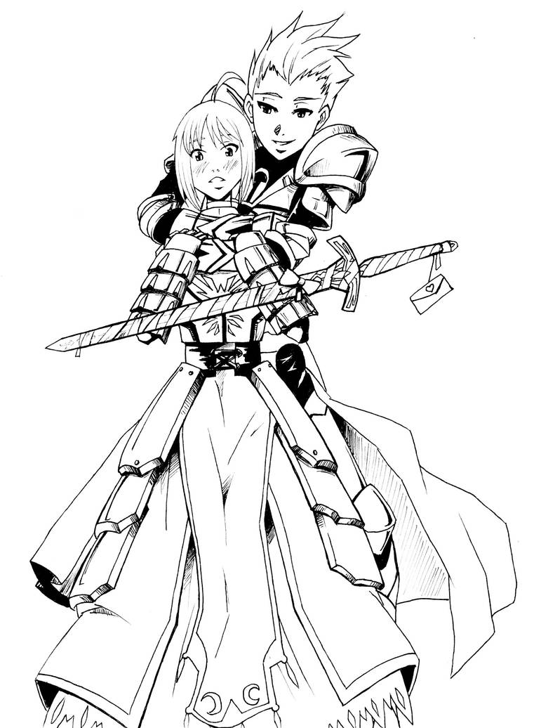 Fate Stay Night: Gilgamesh+Saber by KukuruyoArt