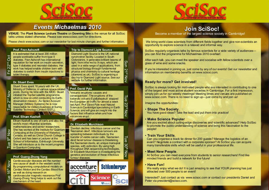Scisoc Termcard Michalmas 2010 by nunt