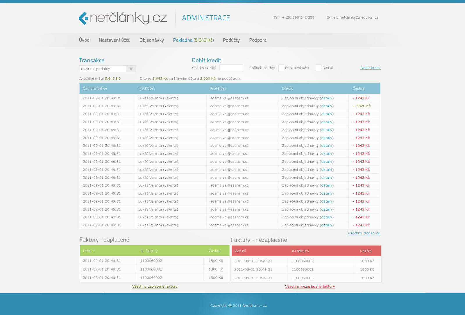 netclanky.cz - administration by Ingnition