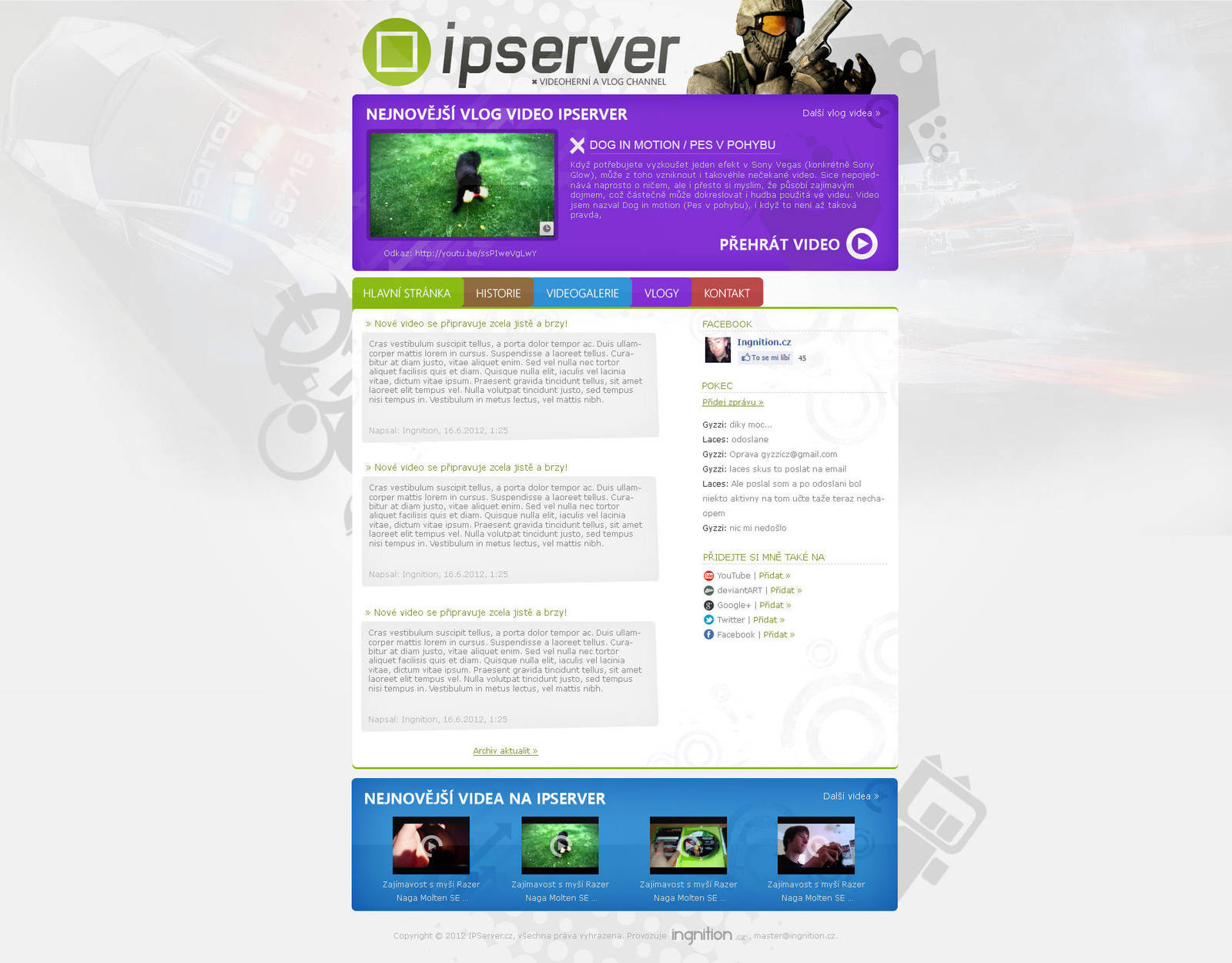 IPServer.cz - youtube video channel page by Ingnition