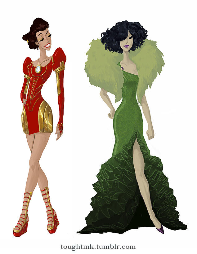 Avengers Gowns: Iron Man and Hulk by kelseymichele