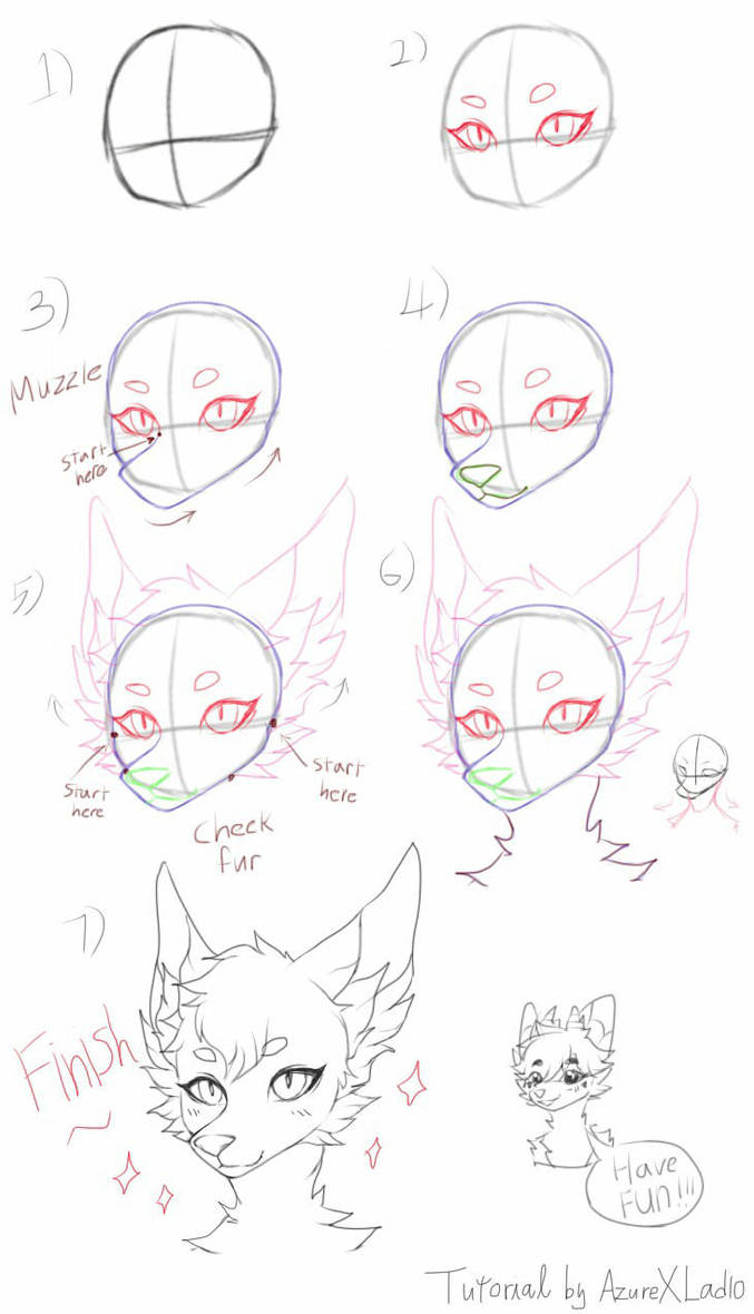 How I draw fursona tutorial by AzureXLadio on DeviantArt