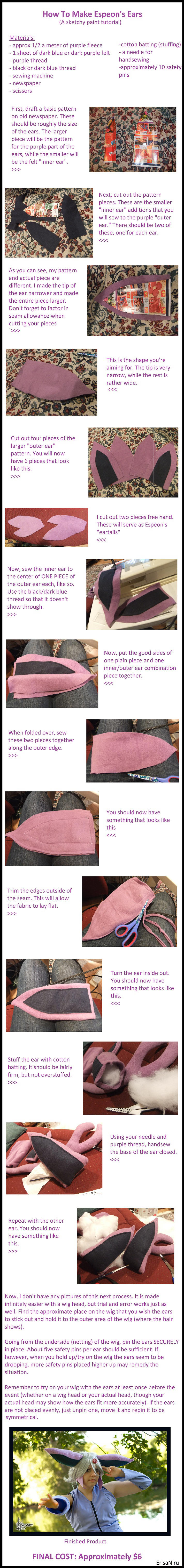 Espeon Ear Tutorial by chameleoncosplayteam