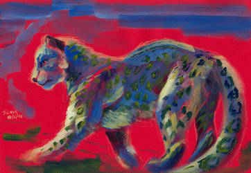 Snow leopard in red by Alessio-Scalerandi