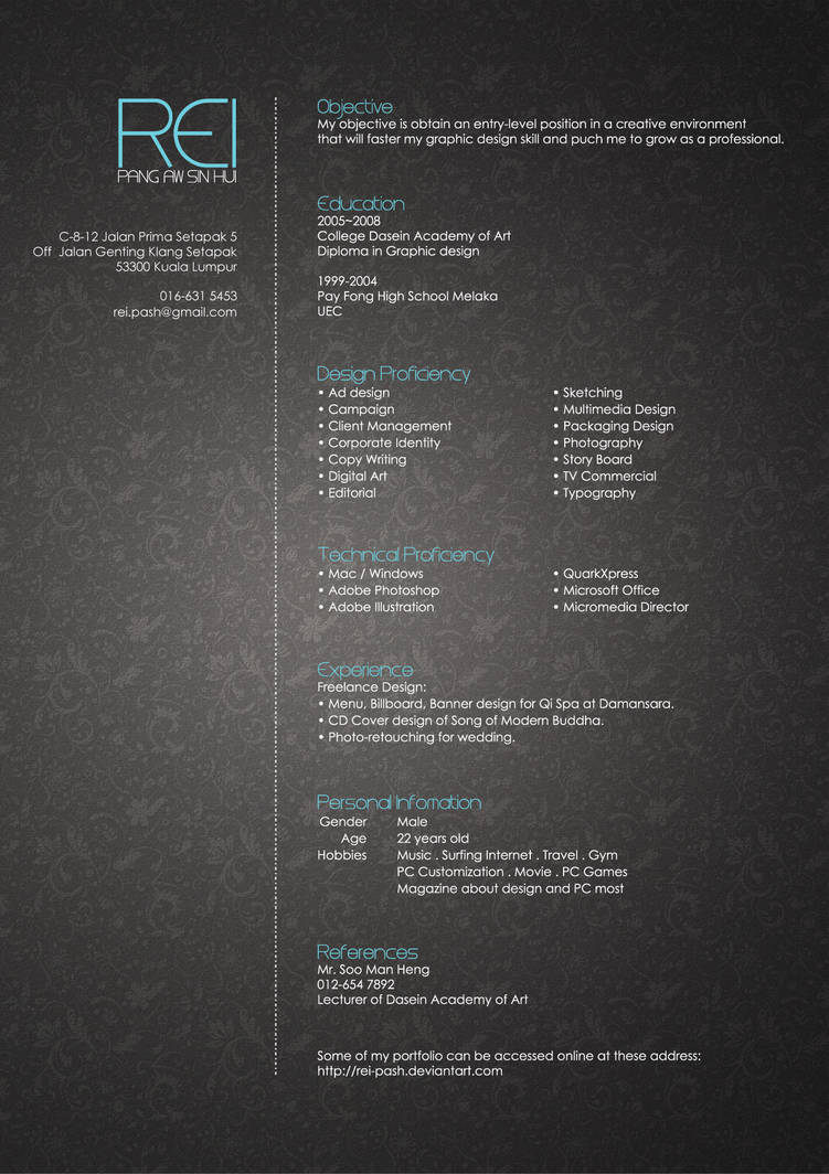 Rei's Resume by Rei-pash