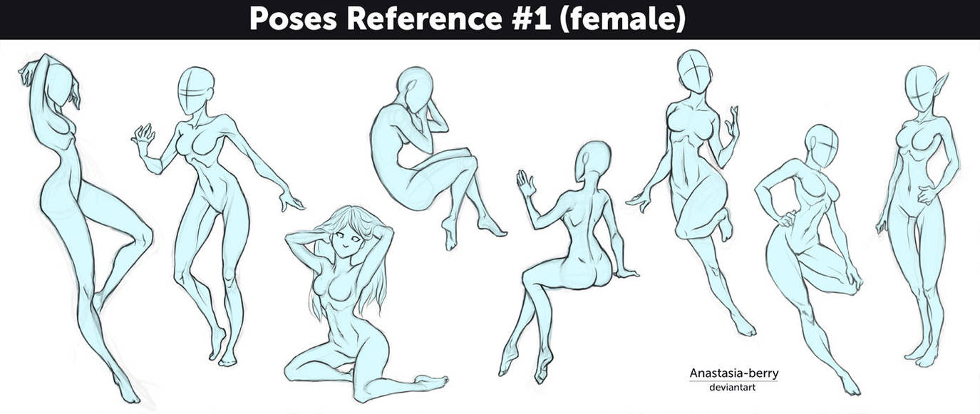 Poses Reference #1 (female) by Anastasia-berry on DeviantArt