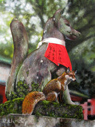 Inari - acrylic by rah-bop