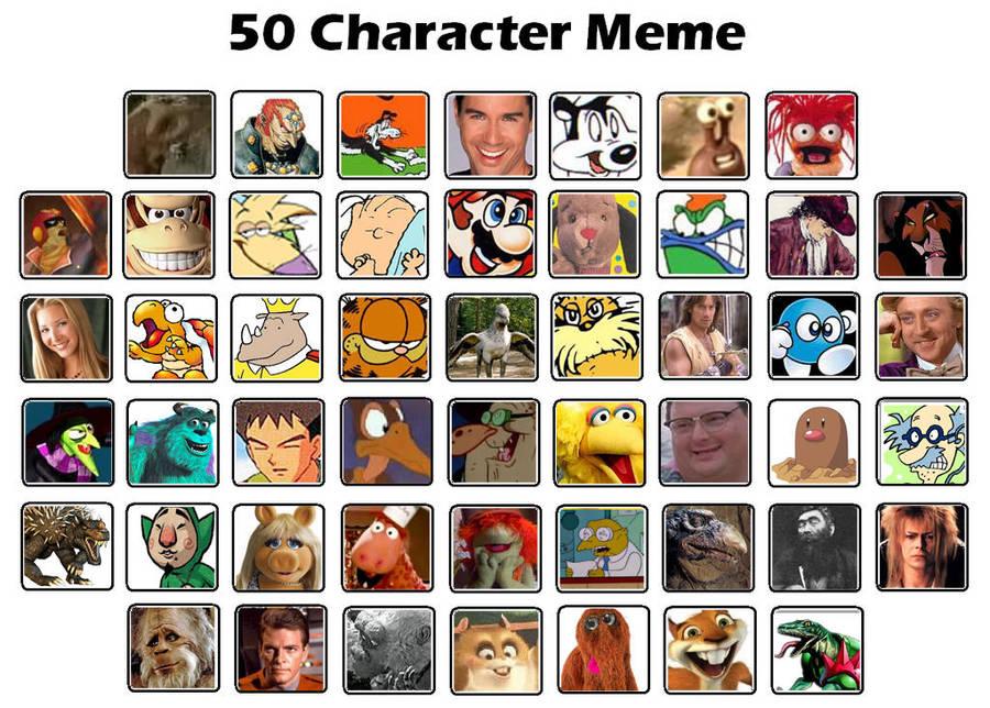 Memes characters. Мои персонажи meme by Nerra. Meme characters. 50 Character list. Favorite characters meme.