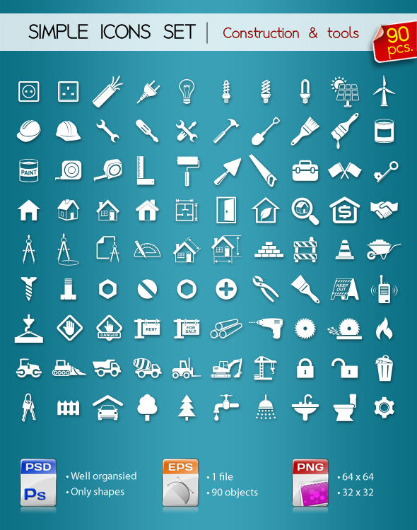 90 Simple Icons by Sergey-Alekseev