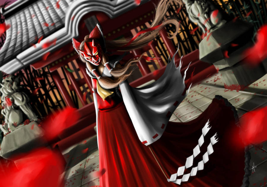 Oni Miko - Reimu by jehanaruto