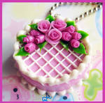Lavender Rose Cake Necklace by cherryboop
