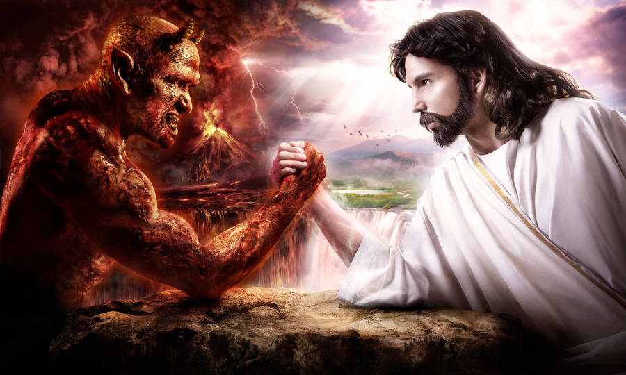 Devil vs Jesus by ongchewpeng