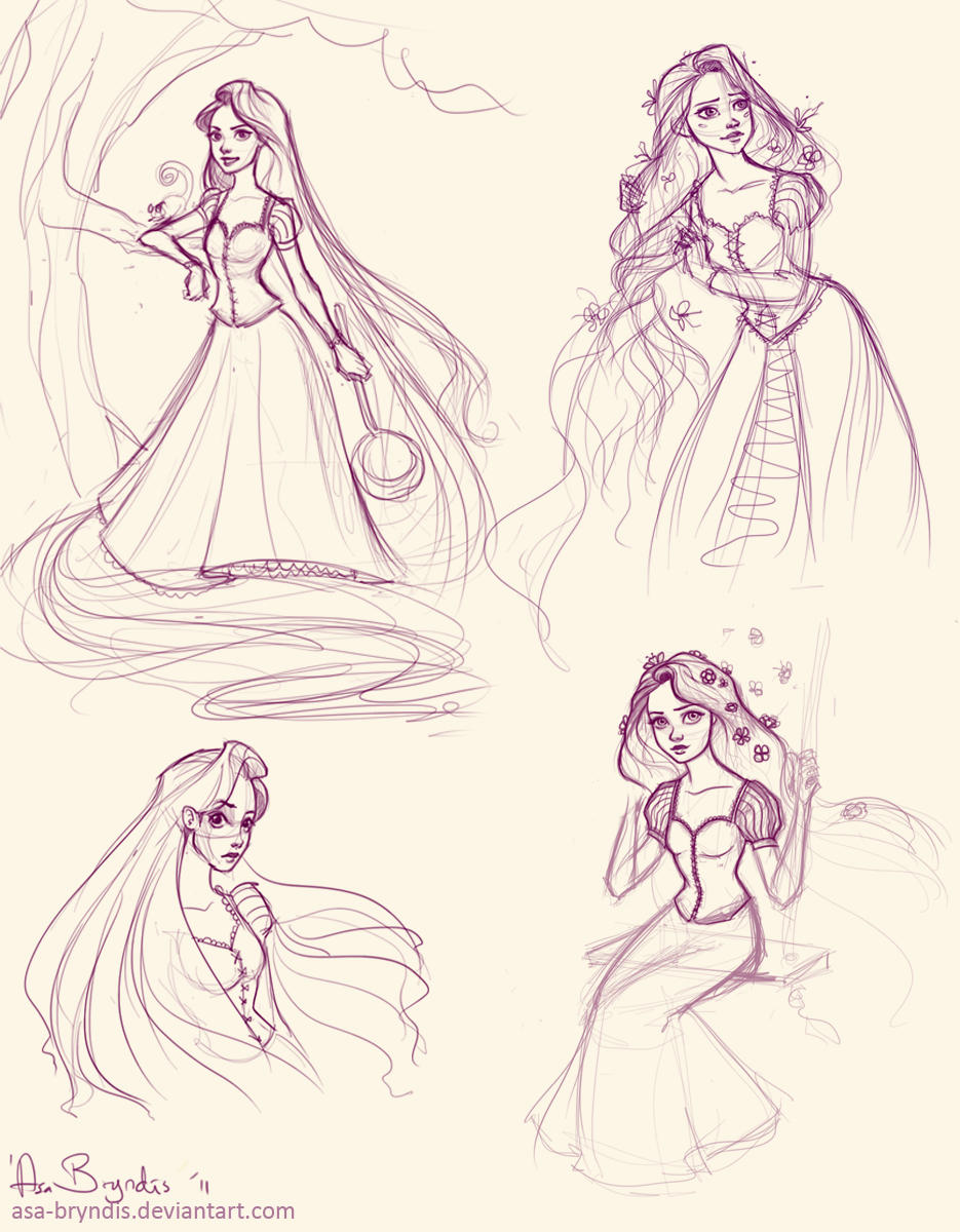 Rapunzel sketches by asa-bryndis
