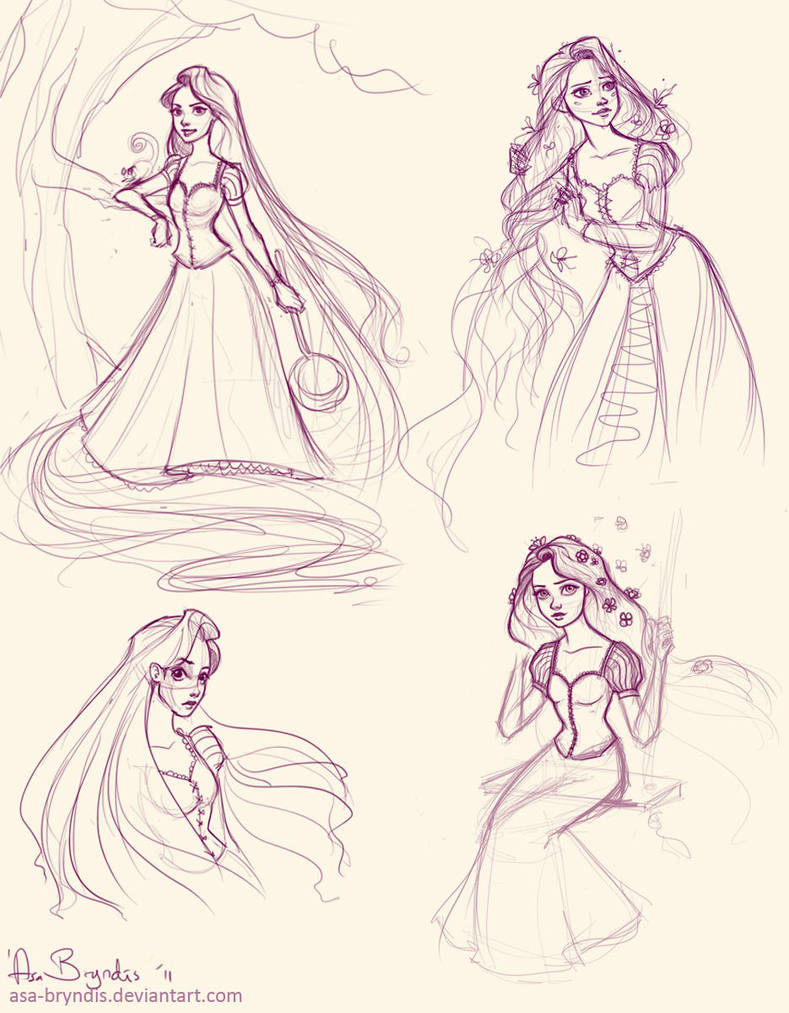 Rapunzel sketches by asa-bryndis