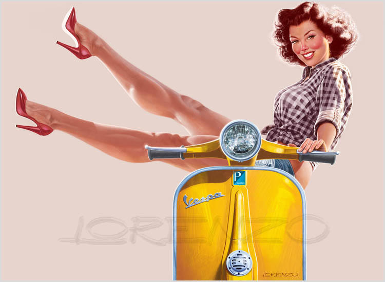 Pinups Love Vespa 3 by LorenzoDiMauro