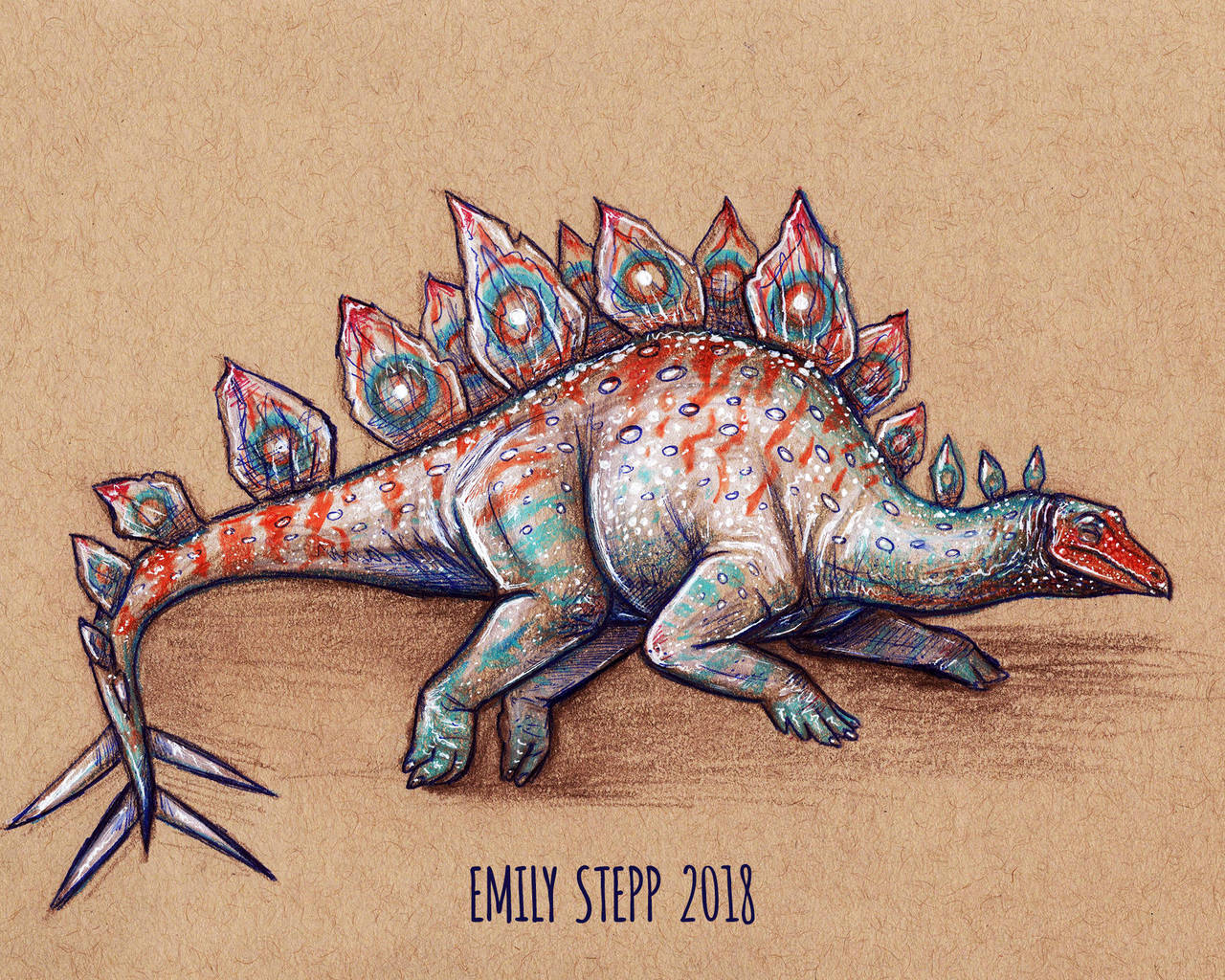 DrawDinovember Day 7 Stegosaurus by EmilyStepp