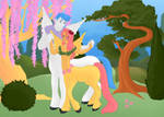 Centaur Brolly Brella and Fluttershy by Jdueler11
