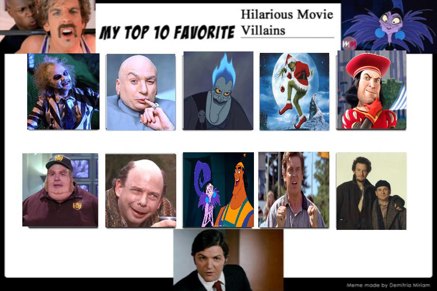 Top 10 Hilarious Movie Villains by coralinefan4ever on DeviantArt