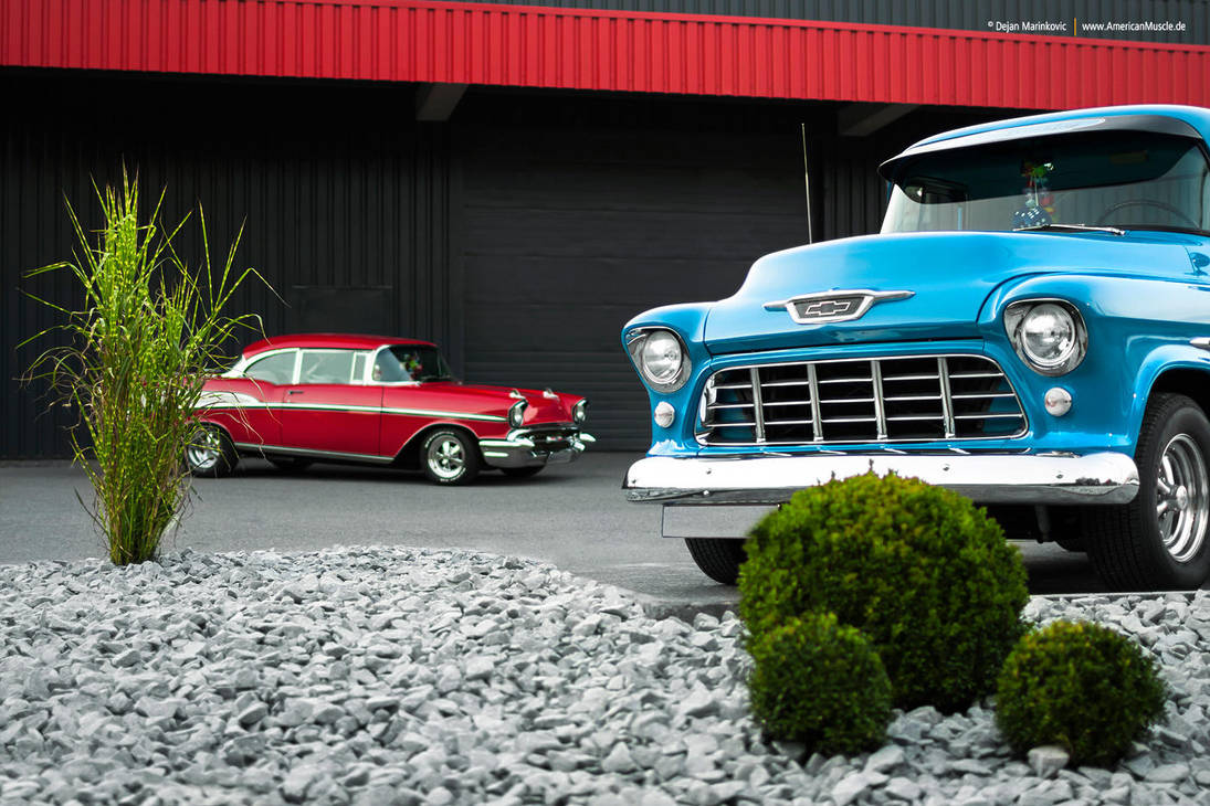 57 Bel Air + 55 Chevy 3100 - Shot 13 by AmericanMuscle