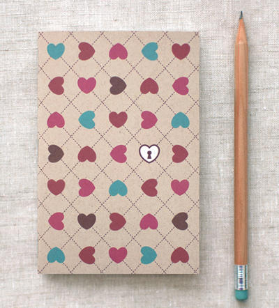 Mini Journal - Hearts and Lock by happydappybits