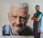 Mixed media portrait of my Grandfather by AtomiccircuS