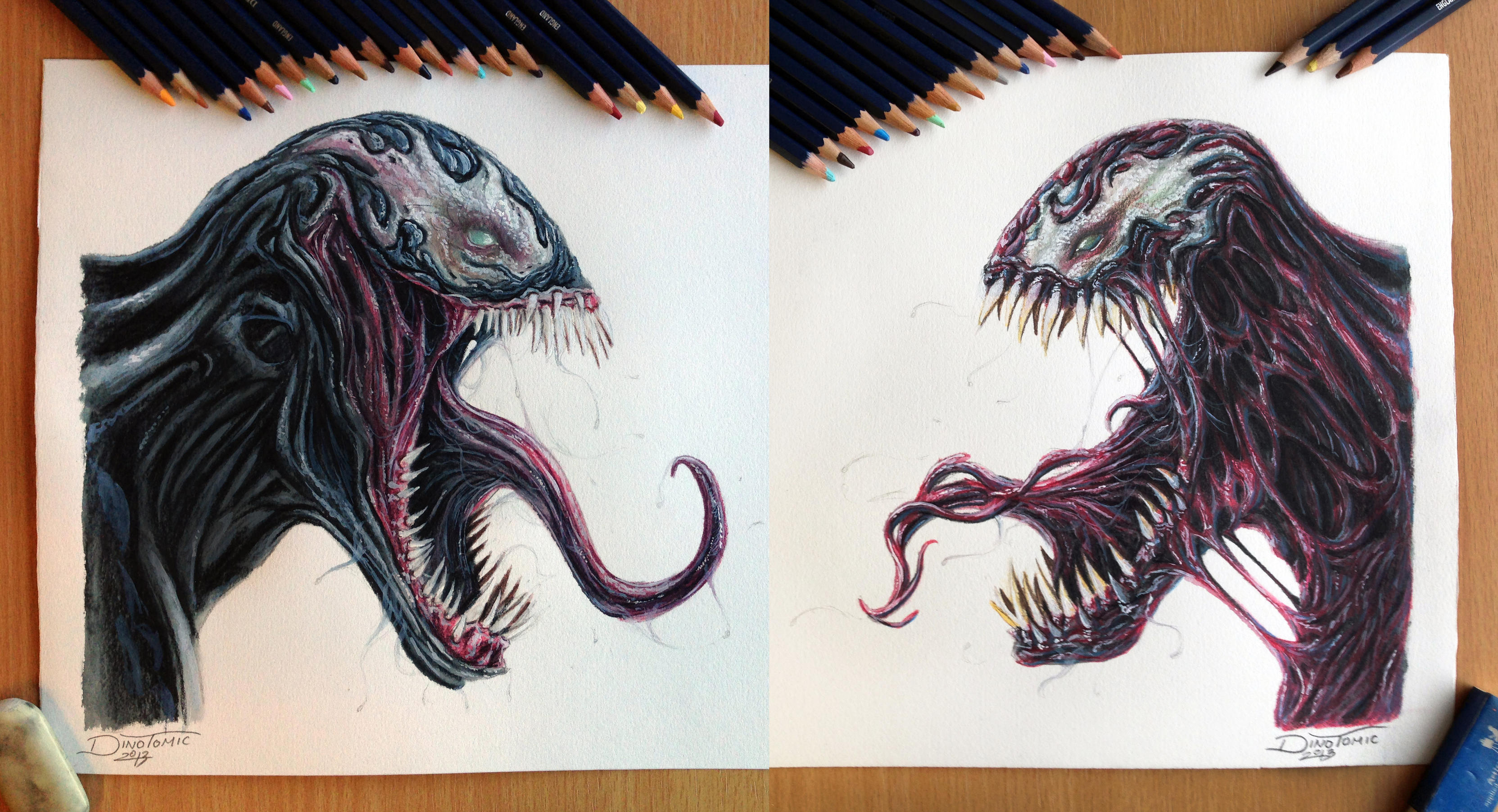 Venom / Carnage Color pencil Drawing by AtomiccircuS on DeviantArt