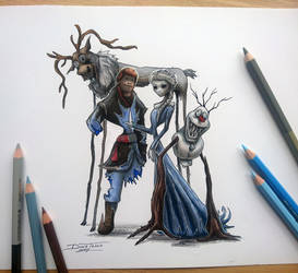 Creepyfied Frozen drawing by AtomiccircuS