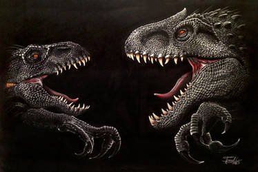 The Indos of Jurassic World  Indoraptor and I Rex by Israel-C