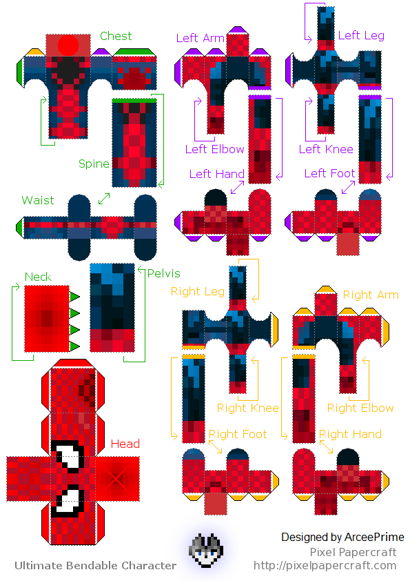 Spiderman Minecraft skin Bendable Papercraft by ArceePrime4 on DeviantArt
