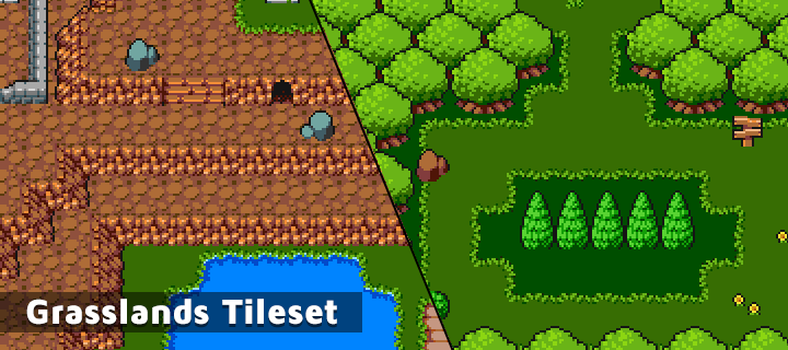 16x16 Grasslands Tileset by 7Soul1