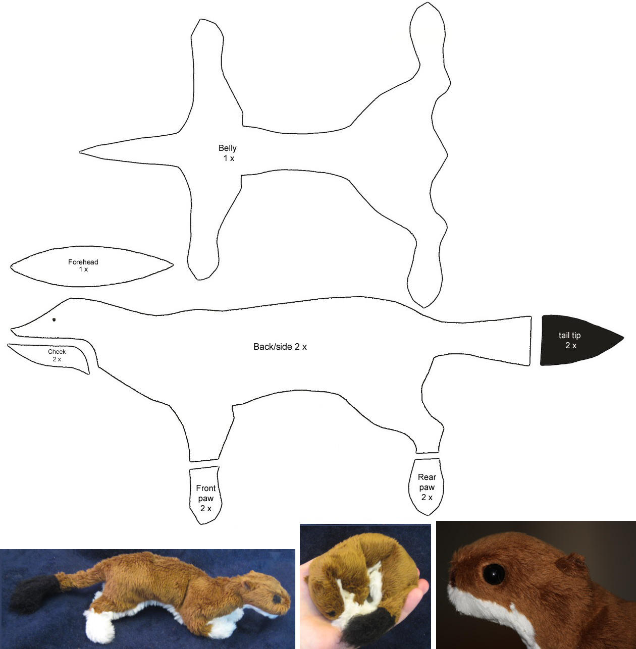 Stoat - plushie patterns by IsisMasshiro