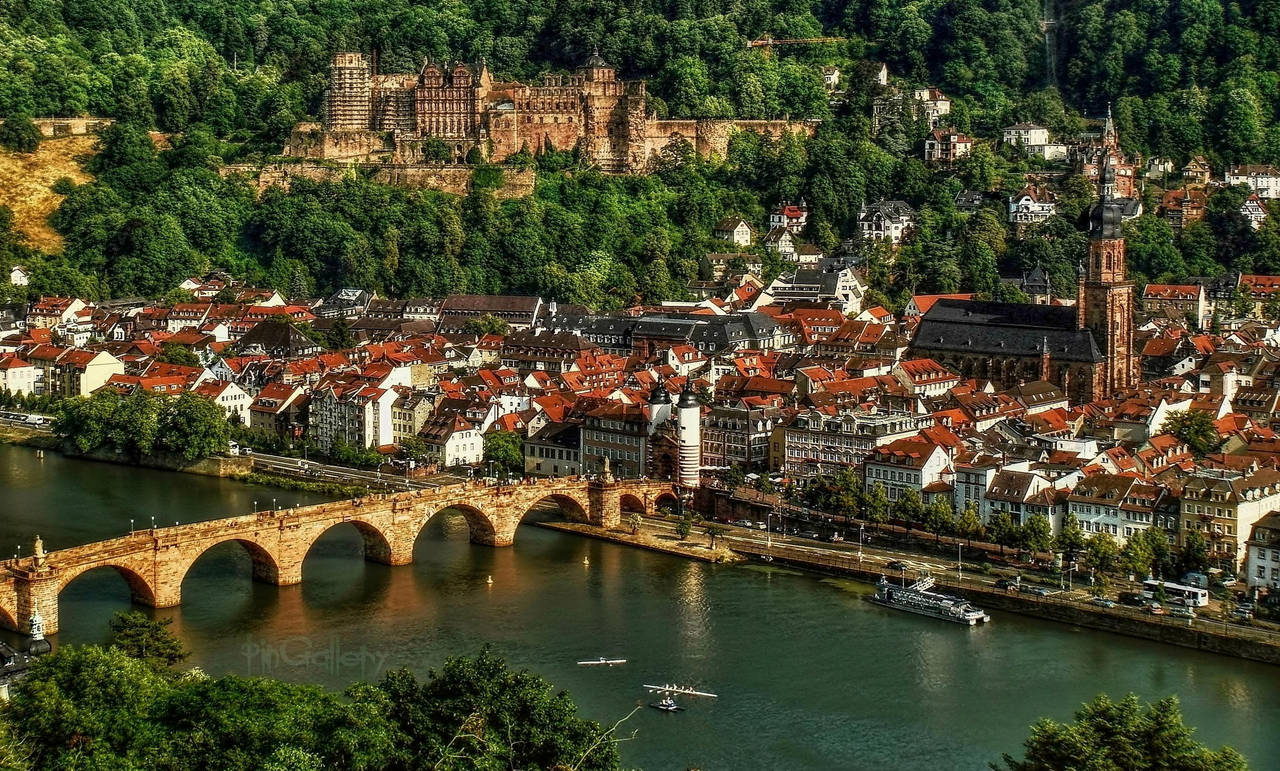 Castle Ruins and Old Bridge in Heidelberg by pingallery