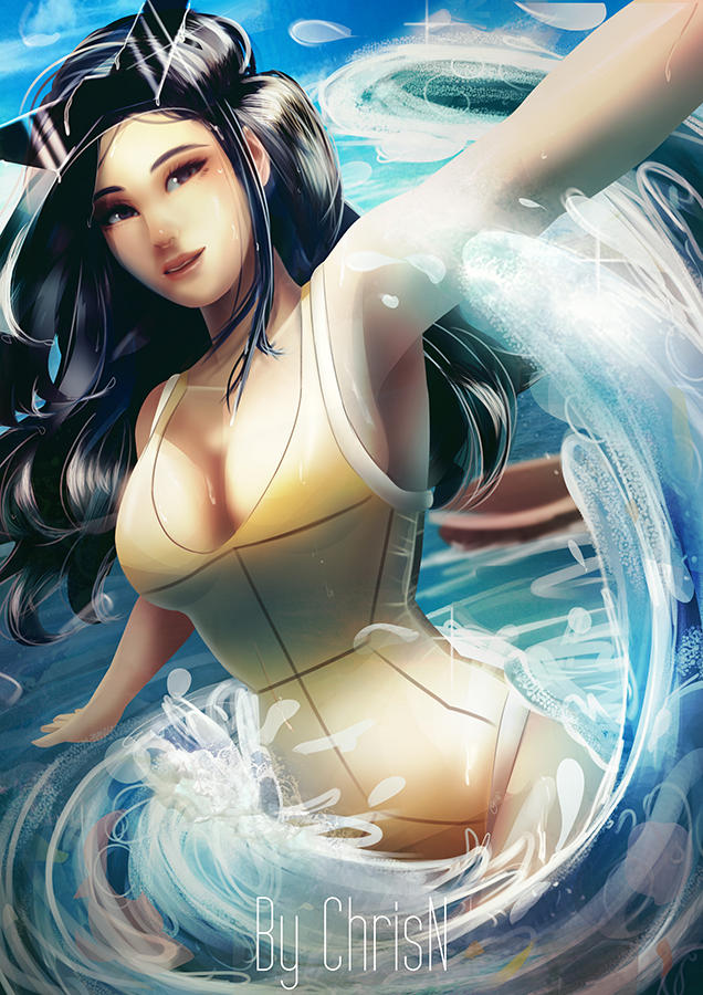 Squirtle Themed Pinup by ChrisN-Art