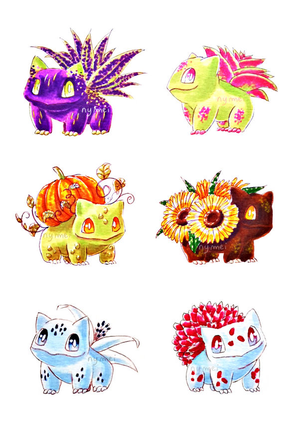 Bulbasaur variants by nymei on DeviantArt