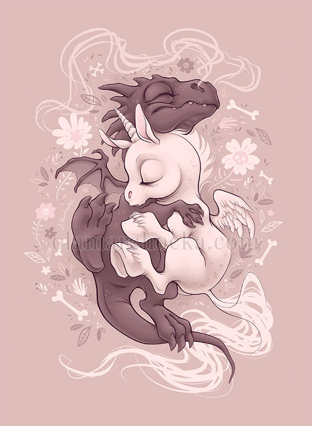 Dragon and Unicorn by aleksandracupcake