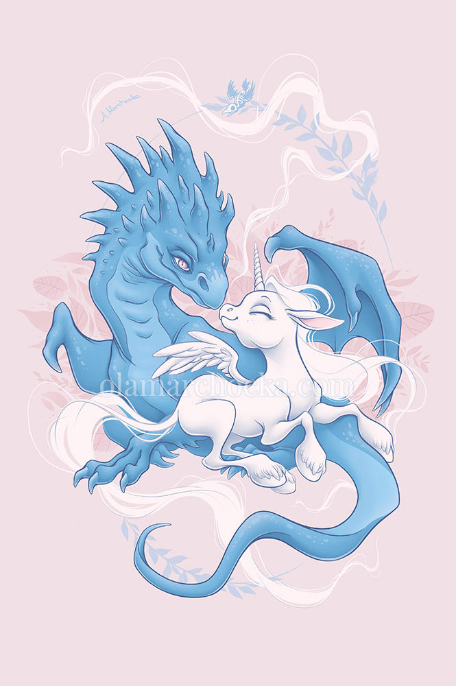 Dragon and Unicorn - Unlikely Couple by aleksandracupcake