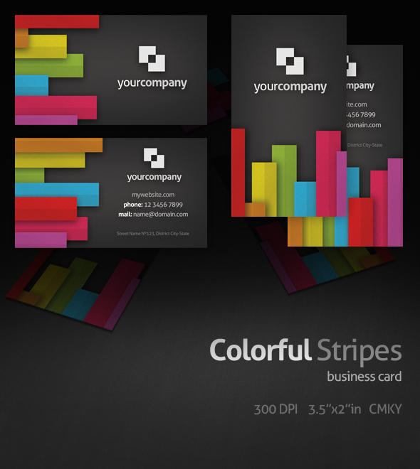 Colorful Stripes Business Card by Rafael-Olivra