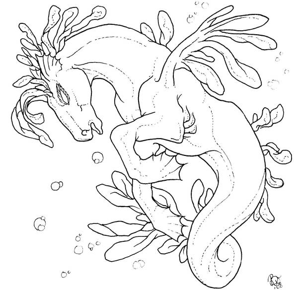 Free Seahorse Lineart by bonbon3272